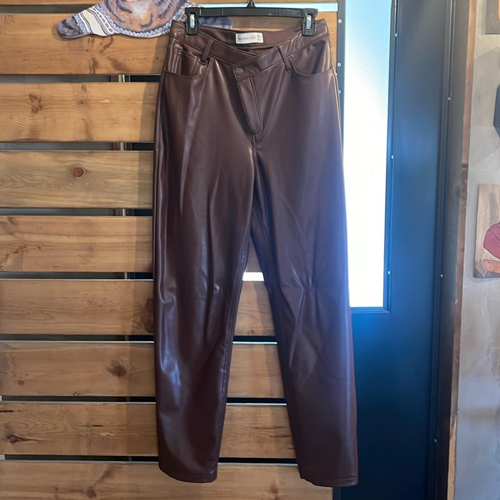 Abercrombie & Fitch Crossover Waist Vegan Leather Dad Pants